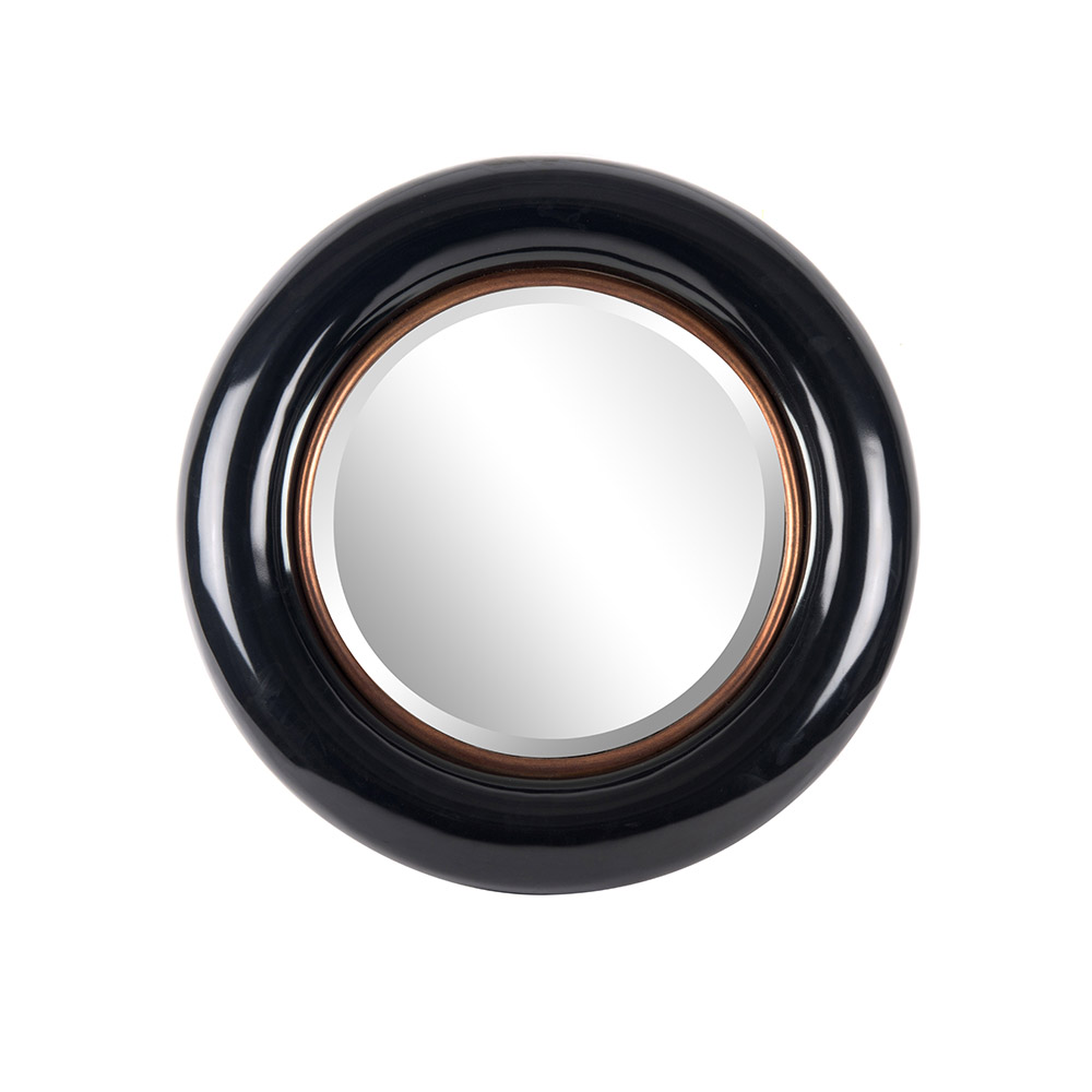 ashwood leather MIRROR ROUND BLACK