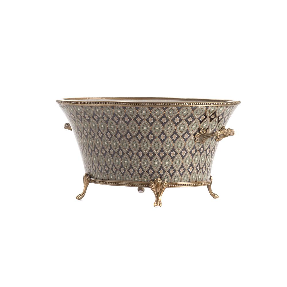 Ashwood Leather OVAL PLANTER POT BLACK KASHMIR