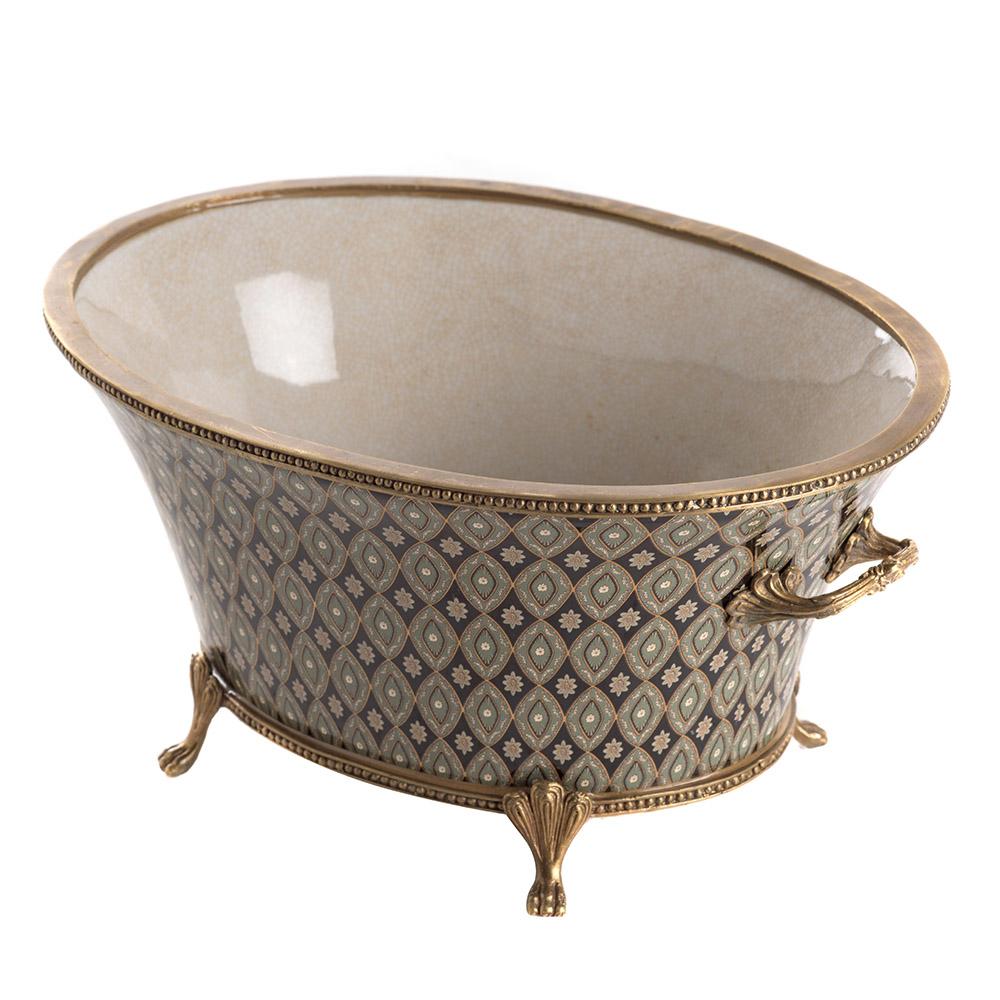 Ashwood Leather OVAL PLANTER POT BLACK KASHMIR