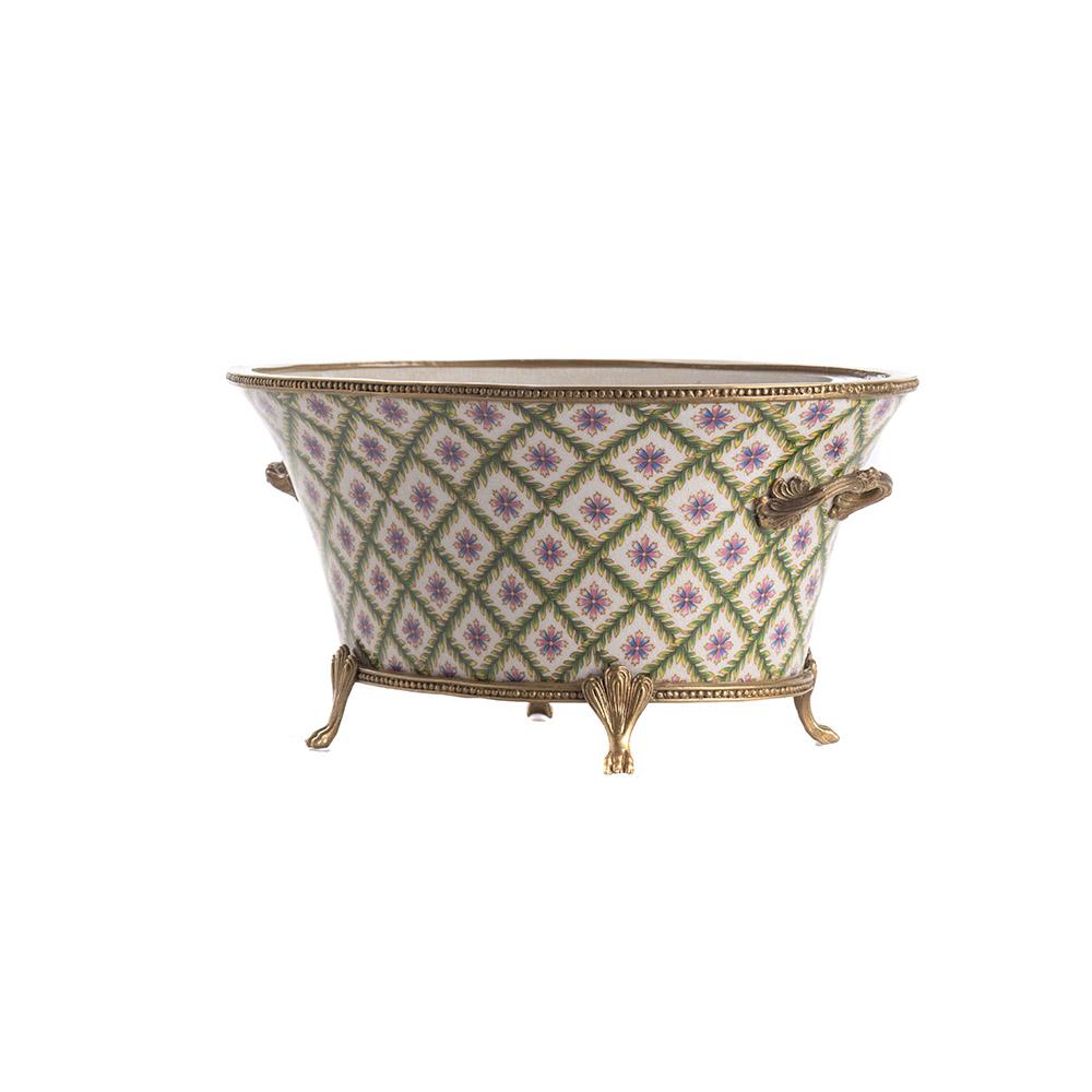 Ashwood Leather OVAL PLANTER POT GEOMETRIC FLOWER