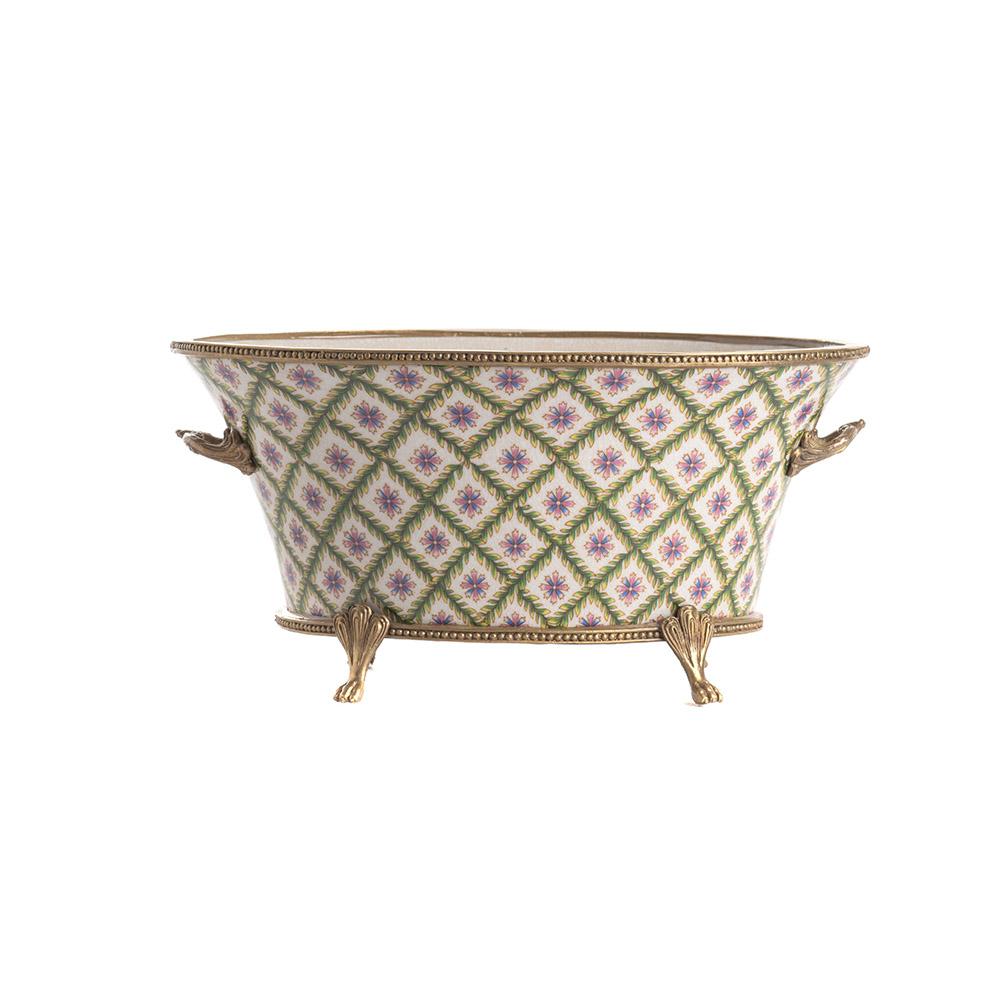 ashwood leather OVAL PLANTER POT GEOMETRIC FLOWER