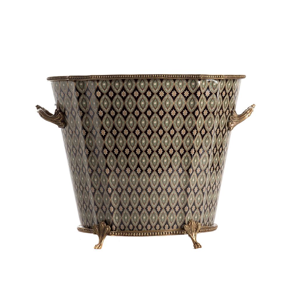 ashwood leather PLANTER POT TALL LS BLACK KASHMIR