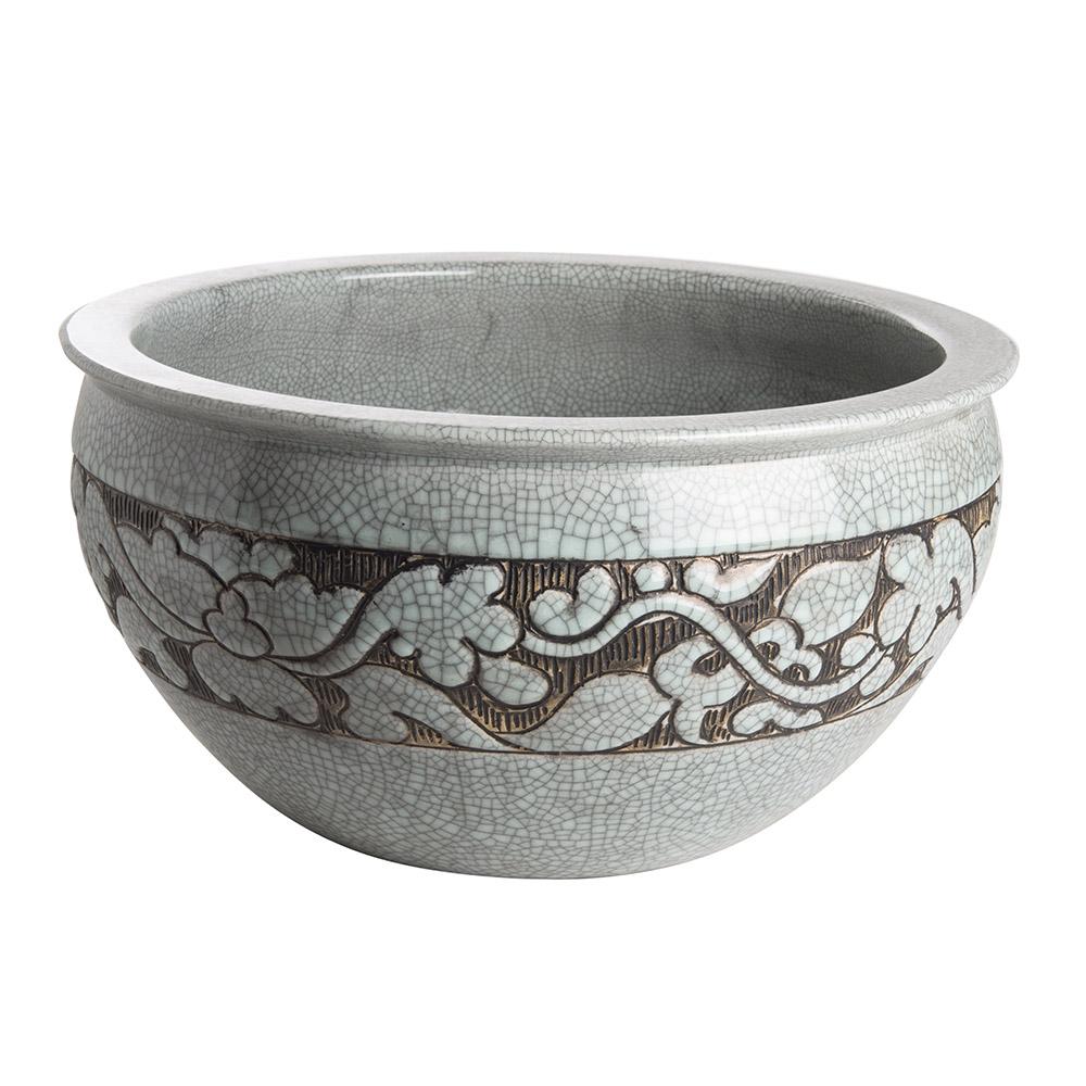 ashwood leather ROUND VASE XLS FLORAL