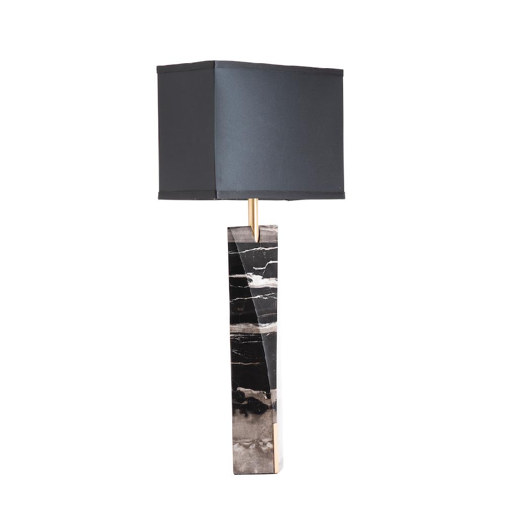 Ashwood Leather TABLE LAMP & SHADE BLACK GOLD-E27