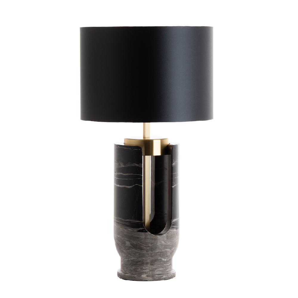 Ashwood Leather TABLE LAMP & SHADE BLACK GOLD-E27