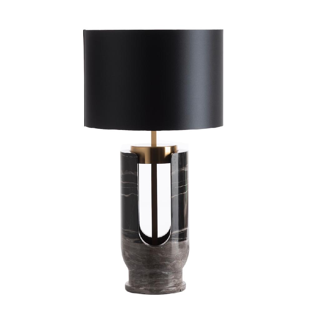 ashwood leather TABLE LAMP & SHADE BLACK GOLD-E27