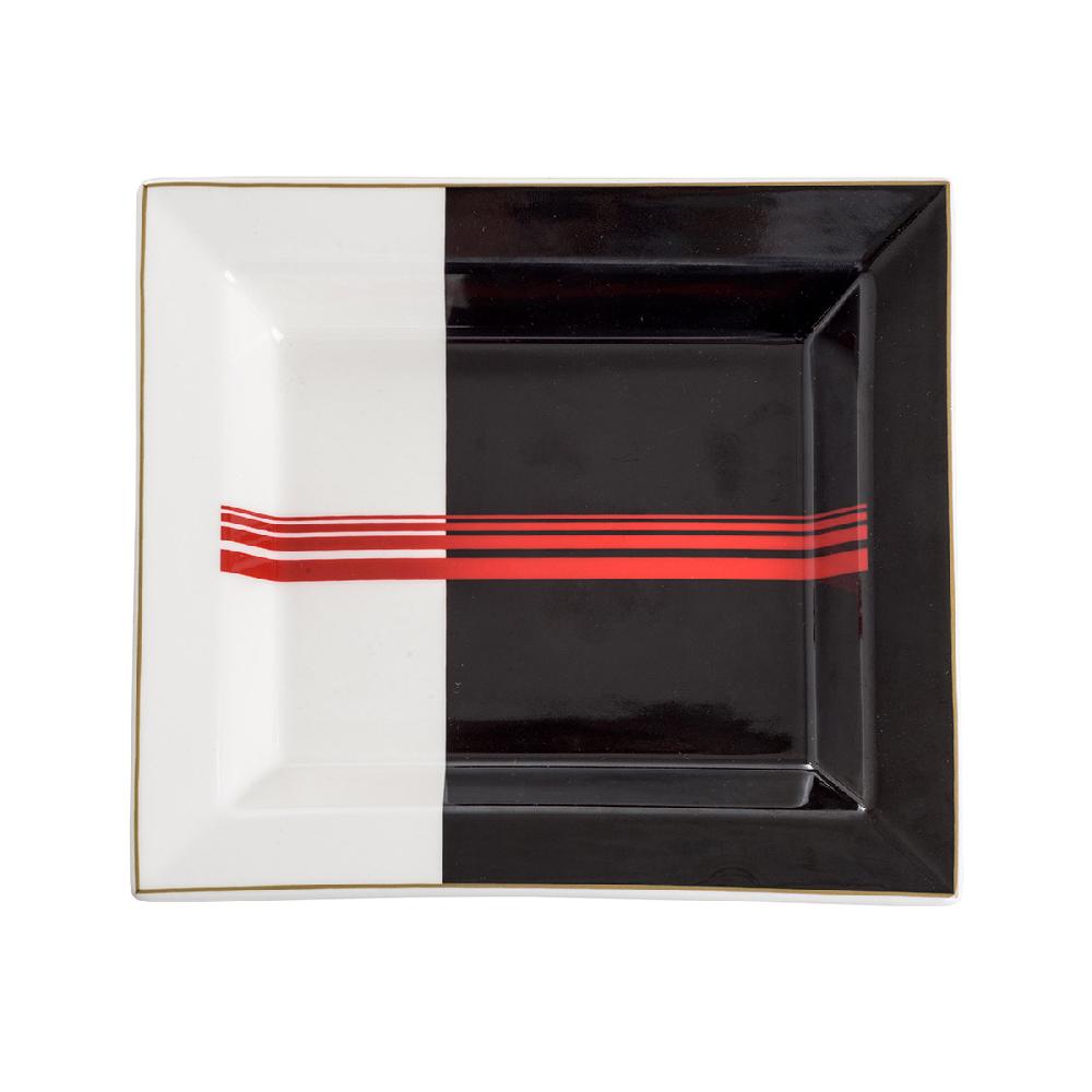 ashwood leather TRINKET BLACK WHITE WITH RED LINE