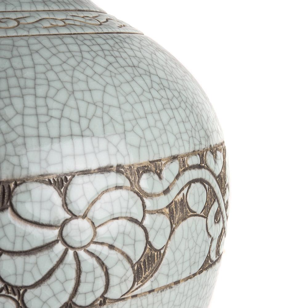 Ashwood Leather WIDE MOUTH VASE FLORAL CRACKED