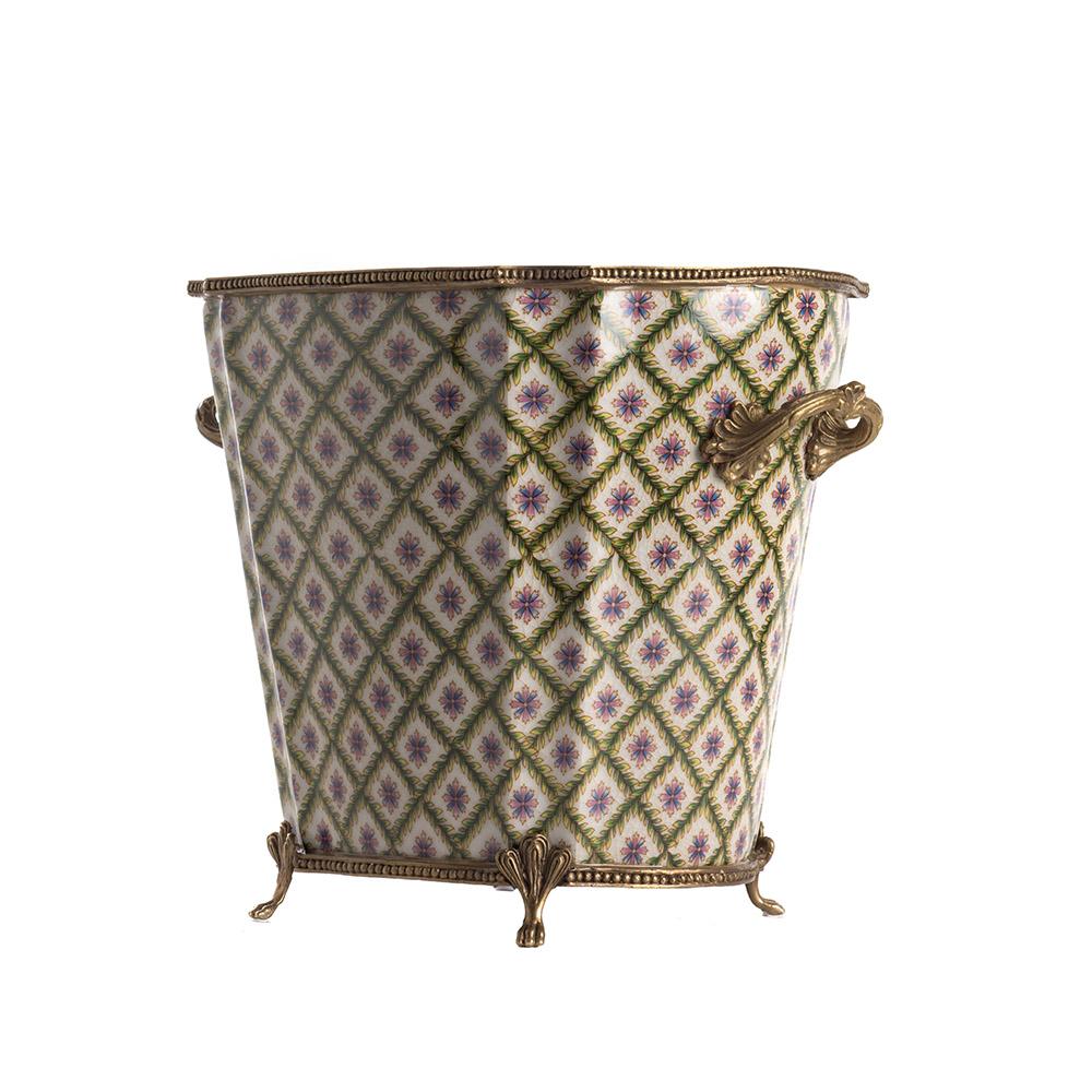 Ashwood Leather PLANTER POT TALL LS GEOMETRIC FLOWER