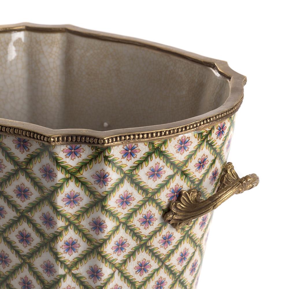 Ashwood Leather PLANTER POT TALL LS GEOMETRIC FLOWER