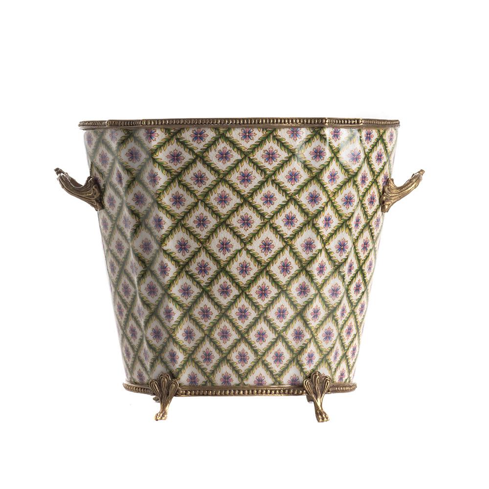 ashwood leather PLANTER POT TALL LS GEOMETRIC FLOWER