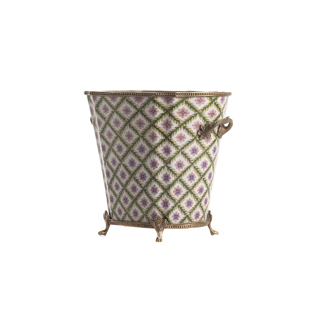 Ashwood Leather PLANTER POT TALL MS GEOMETRIC FLOWER