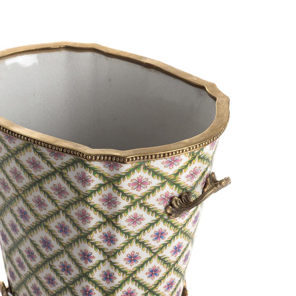 Ashwood Leather PLANTER POT TALL MS GEOMETRIC FLOWER