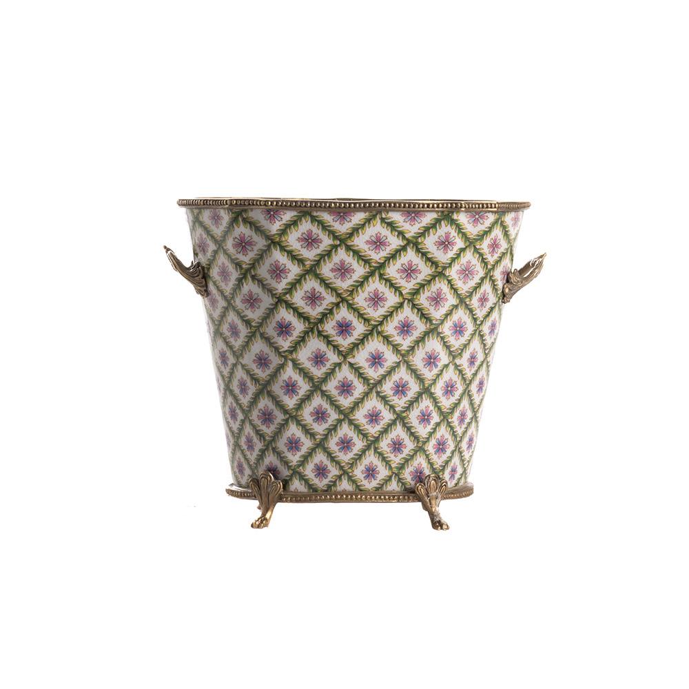 ashwood leather PLANTER POT TALL MS GEOMETRIC FLOWER