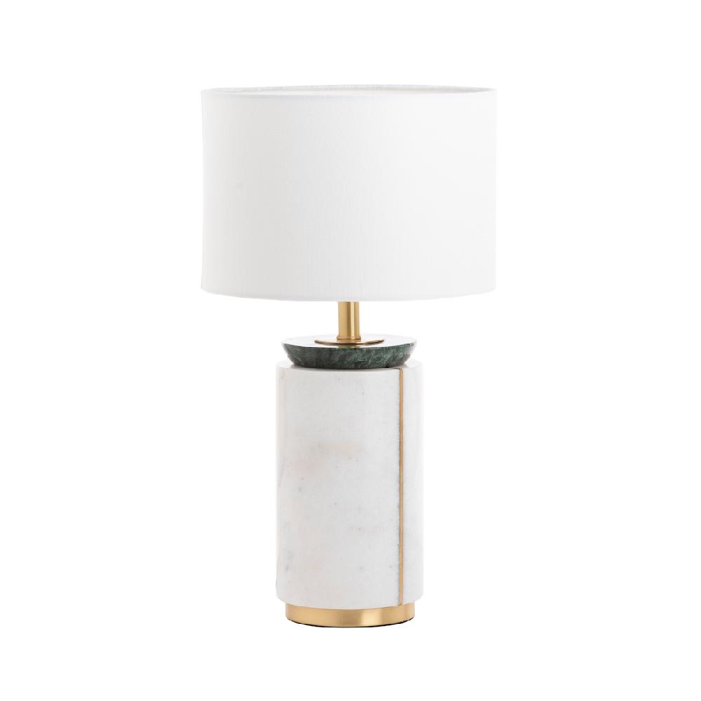 Ashwood Leather TABLE LAMP & SHADE CRYSTAL WHITE/GREEN-E27