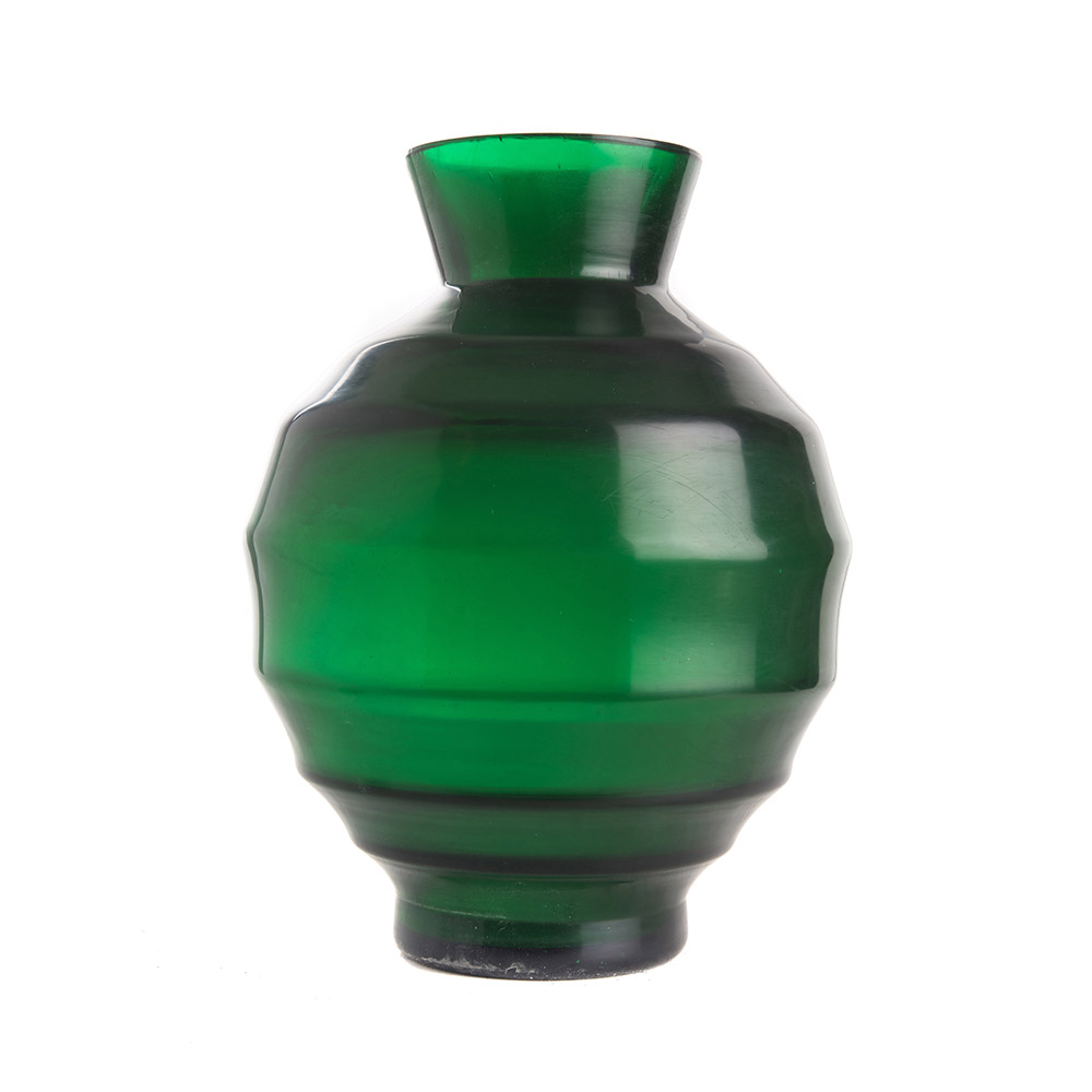 ashwood leather VASE ART DECO BEIJING GLASS EMERALD