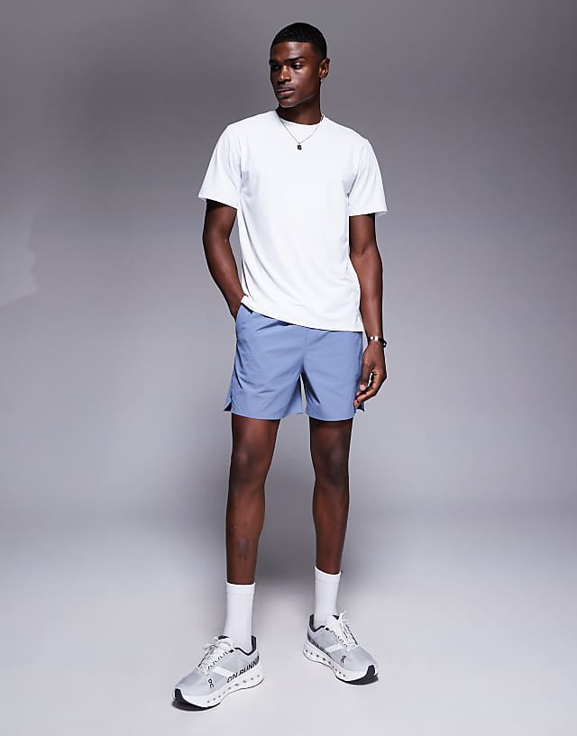asos 4505 5 inch ripstop nylon running shorts with back phone pocket in grey blue