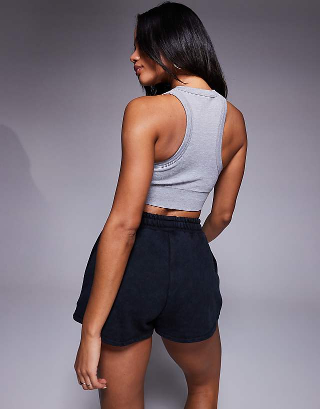 Asos 4505 Active Double Layer Support Seamless Rib Vest In Grey Marl