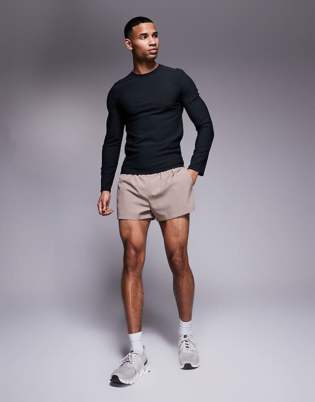Asos 4505 Active Rib Slim Fit Long Sleeve Training Top In Black