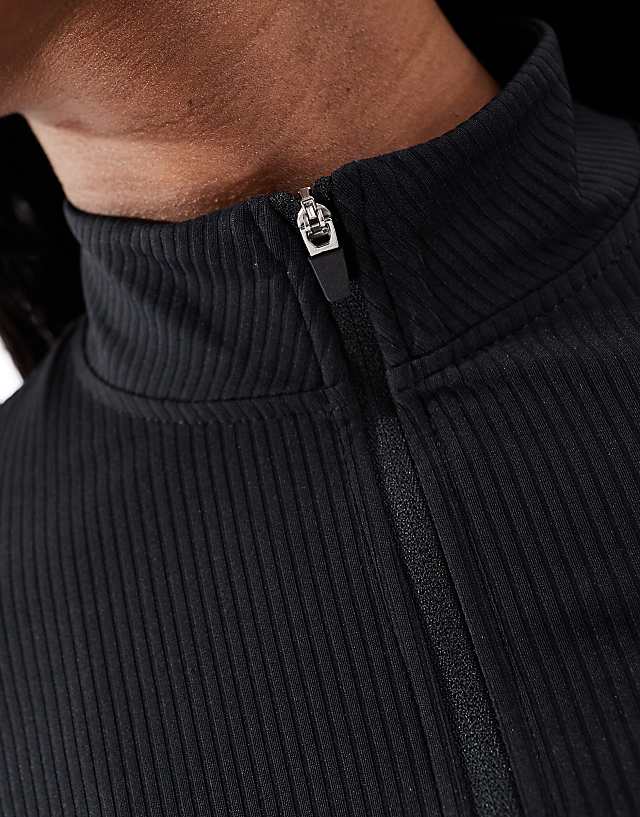 Asos 4505 Active Rib Zip Up Performance Track Top In Black