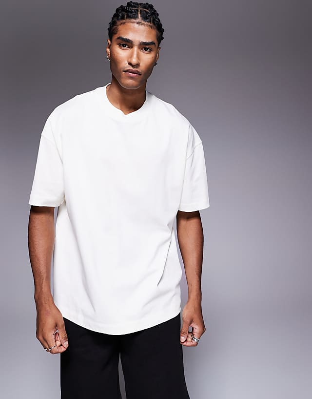 Asos 4505 Boxing Back Print Oversized Heavyweight Cotton T-shirt With Quick Dry Finish In Vintage White