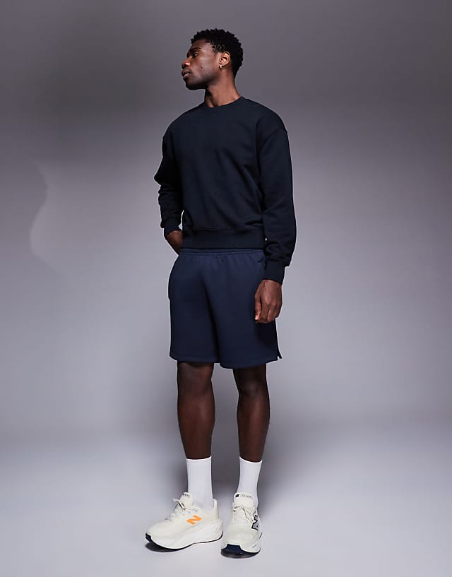 Asos 4505 Boxy Cropped Quick Dry Training Sweatshirt In Washed Black