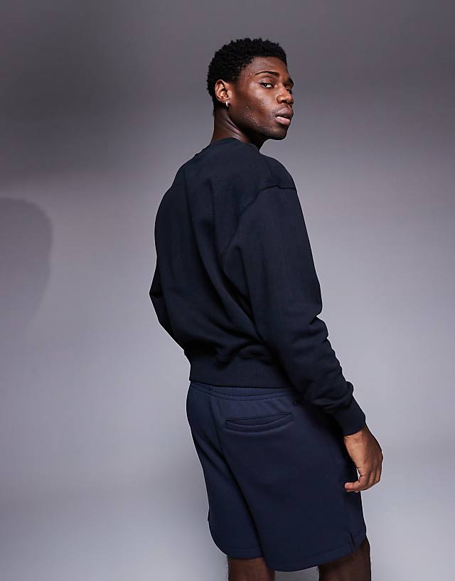 Asos 4505 Boxy Cropped Quick Dry Training Sweatshirt In Washed Black