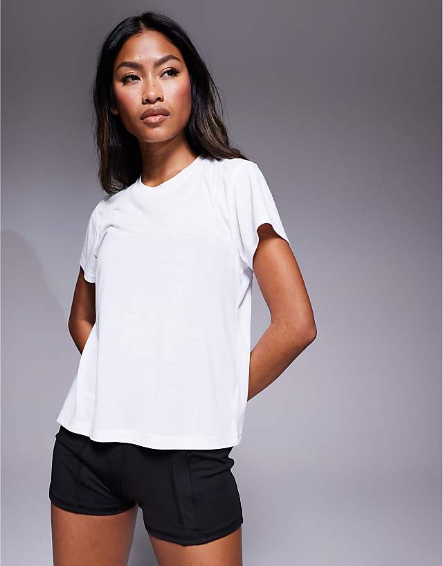 asos 4505 boxy fit quick dry mesh running t-shirt in white