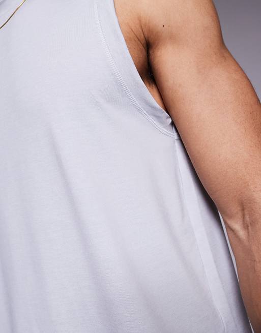 Asos 4505 Brushed Finish Quick Dry Performance Tank In Grey Marl