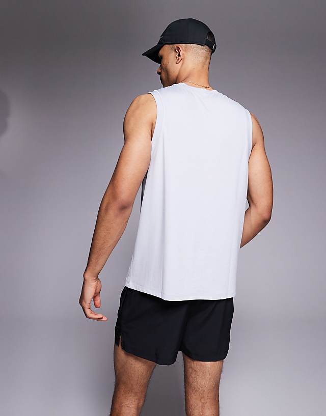 Asos 4505 Brushed Finish Quick Dry Performance Tank In Grey Marl