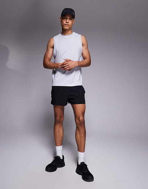 Asos 4505 Brushed Finish Quick Dry Performance Tank In Grey Marl