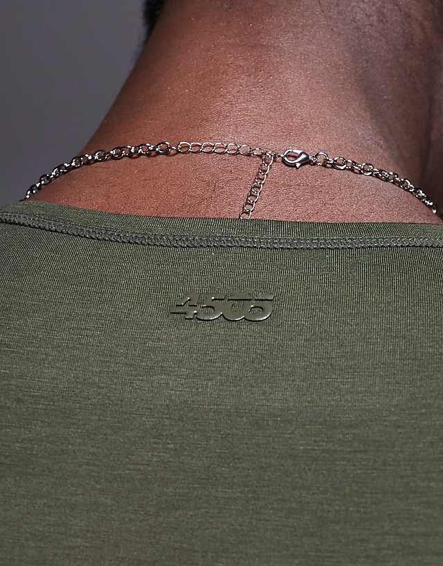 Asos 4505 Brushed Finishing Training Tank With Dropped Armhole In Dark Green
