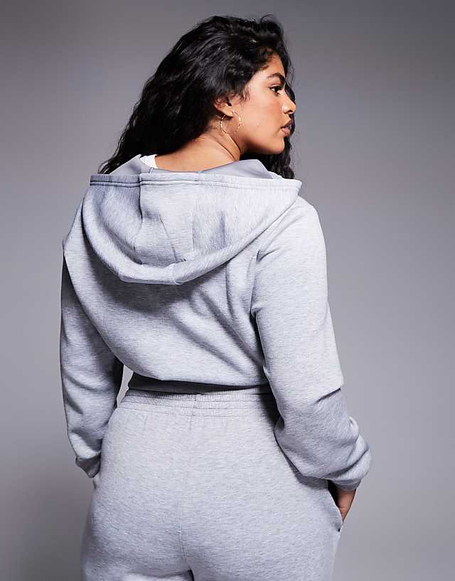 Asos 4505 Curve Cropped Performance Hoodie In Grey Marl