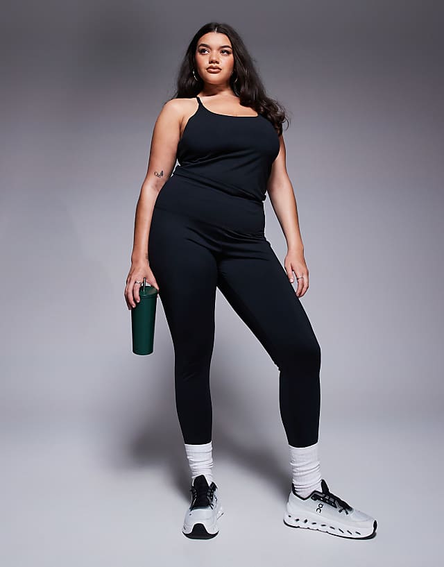 Asos 4505 Curve Icon Active Bum Sculpt High Waist Gym Legging With Inner Pocket In Black