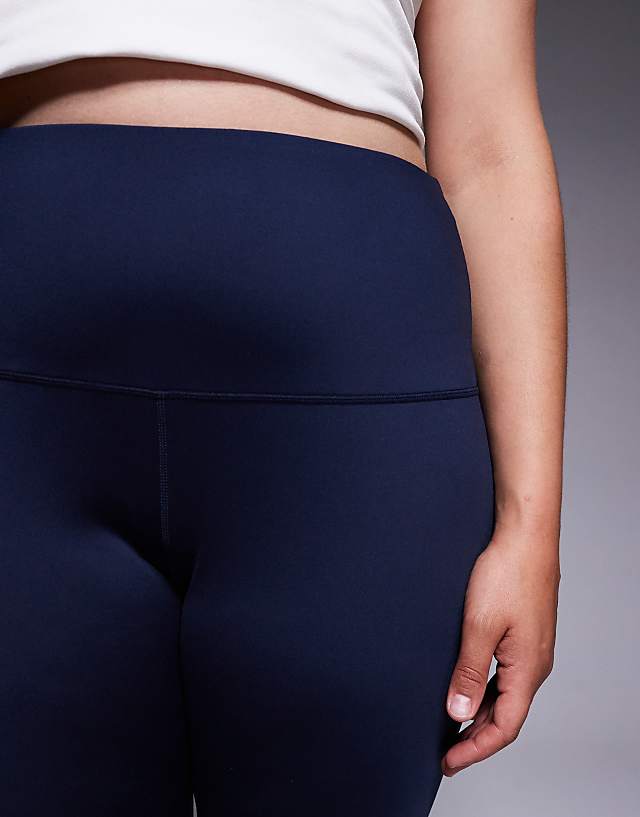 Asos 4505 Curve Icon Active Bum Sculpt High Waist Gym Legging With Inner Pocket In Deep Navy