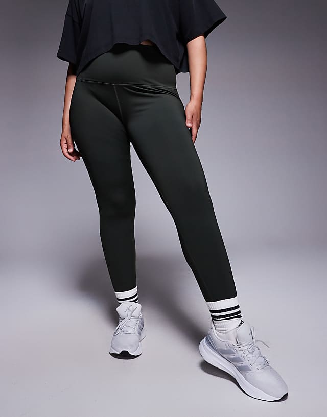 Asos 4505 Curve Icon Active Bum Sculpt High Waist Gym Legging With Inner Pocket In Khaki
