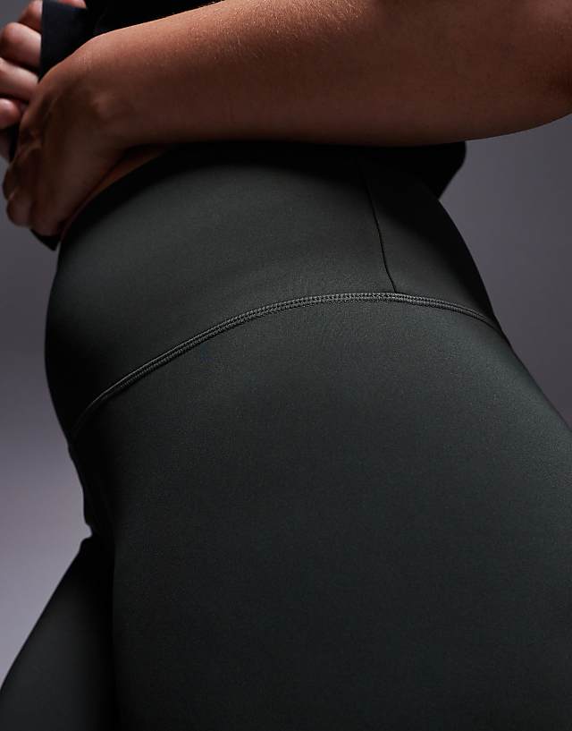 Asos 4505 Curve Icon Active Bum Sculpt High Waist Gym Legging With Inner Pocket In Khaki