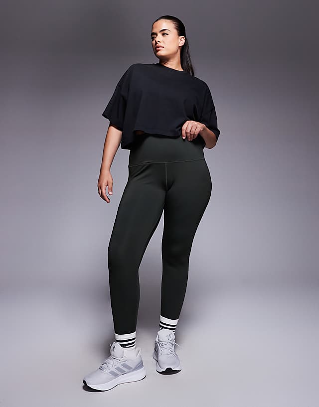 asos 4505 Curve Icon active bum sculpt high waist gym legging with inner pocket in khaki