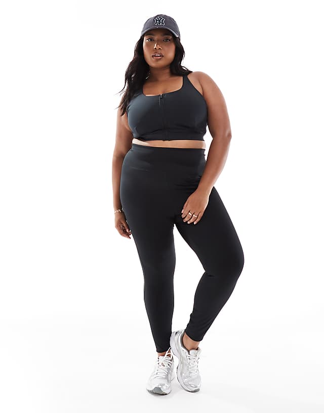 asos 4505 Curve Icon active bum sculpt high waist gym legging with inner pocket in black