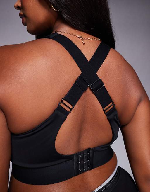 Asos 4505 Curve Icon Active High Support Sports Bra With Removable Padding And Adjustable Straps In Black