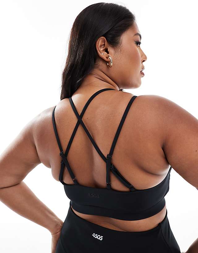 Asos 4505 Curve Icon Active High Support Sports Bra With Removable Padding And Adjustable Straps In Black