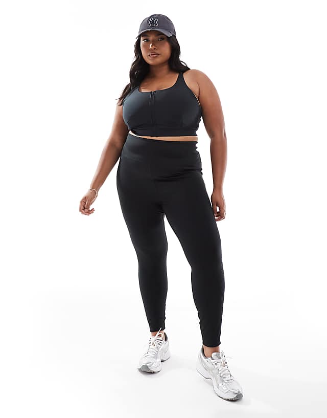 Asos 4505 Curve Icon Active High Support Sports Bra With Removable Padding And Adjustable Straps In Black