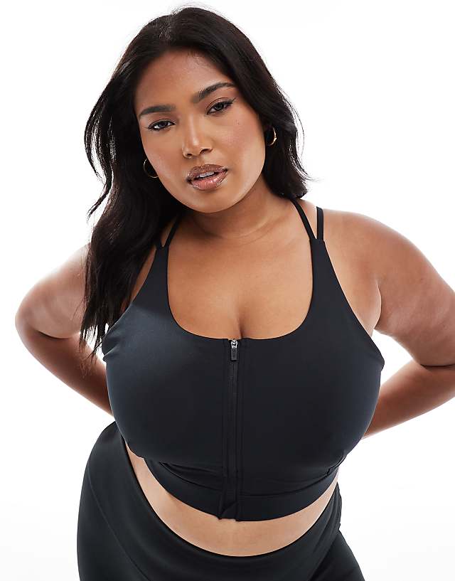 asos 4505 Curve Icon active high support sports bra with removable padding and adjustable straps in black