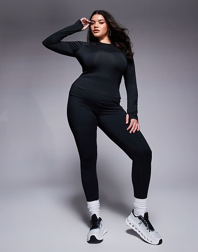 Asos 4505 Curve Icon Active Quick Dry Slim Fit Long Sleeve Top In Black