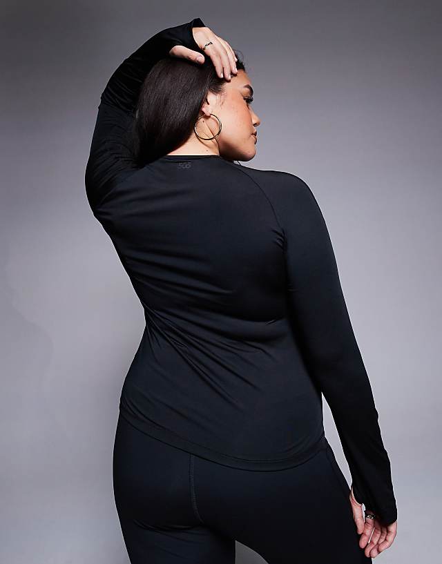 Asos 4505 Curve Icon Active Quick Dry Slim Fit Long Sleeve Top In Black