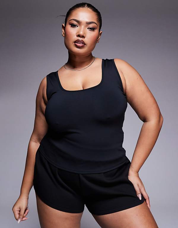 asos 4505 Curve Icon active slightly cropped vest in black
