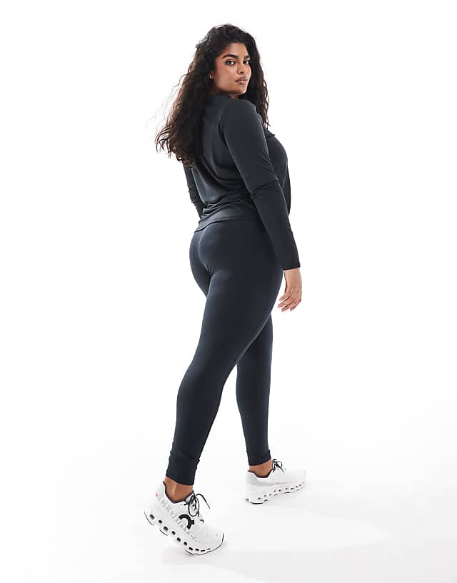 Asos 4505 Curve Icon Active Tie Waist Run Legging With Phone Pocket In Black