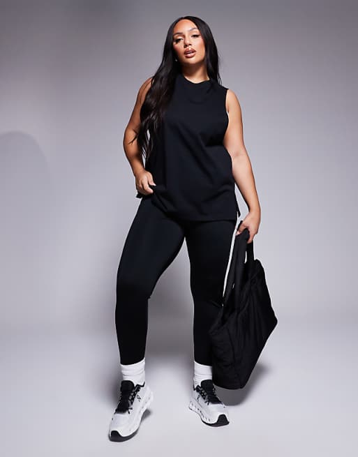 Asos 4505 Curve Icon Cotton Drop Armhole Vest With Quick Dry Finish In Black