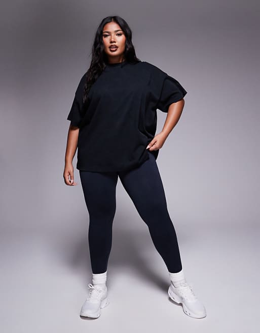 Asos 4505 Curve Icon Heavyweight Cotton Oversized T-shirt With Quick Dry Finish In Washed Black