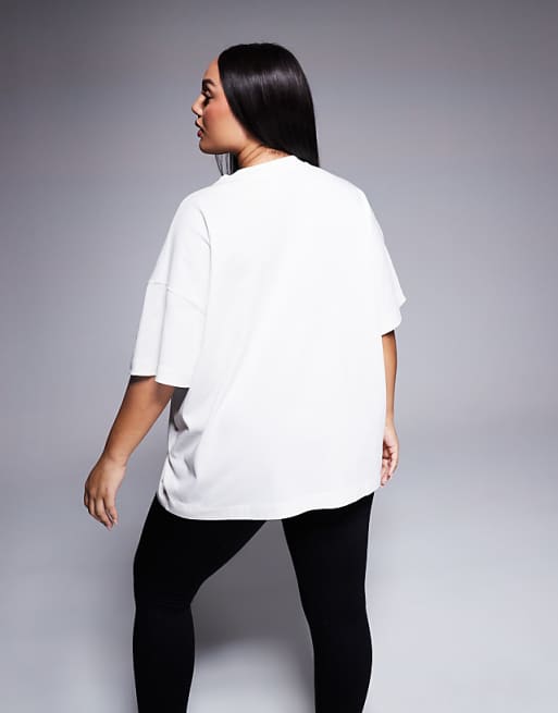 Asos 4505 Curve Icon Heavyweight Cotton Oversized T-shirt With Quick Dry Finish In Off White